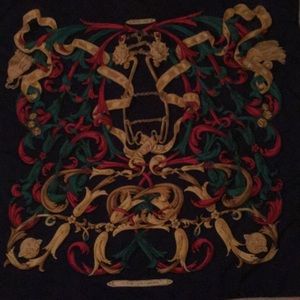 Herme dark blue, gold & red scarf